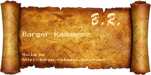 Barger Radamesz névjegykártya